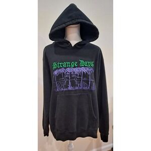 Mens Size Large  Black OBEY "Strange Days" Retro 8 Bit Palm Trees Skate Hoodie